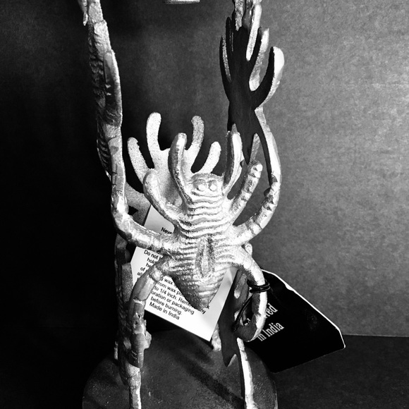 Halloween Silver Metal Spiders Tall Candle Holder - Picture 8 of 8